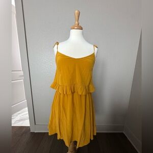 Sezane Yellow Tiered Ruffle Sundress
